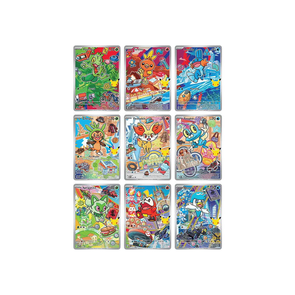 Cartes promo Pokémon de départ du coffret We Have It Premiers Partenaires Série 3 avec illustrations colorées