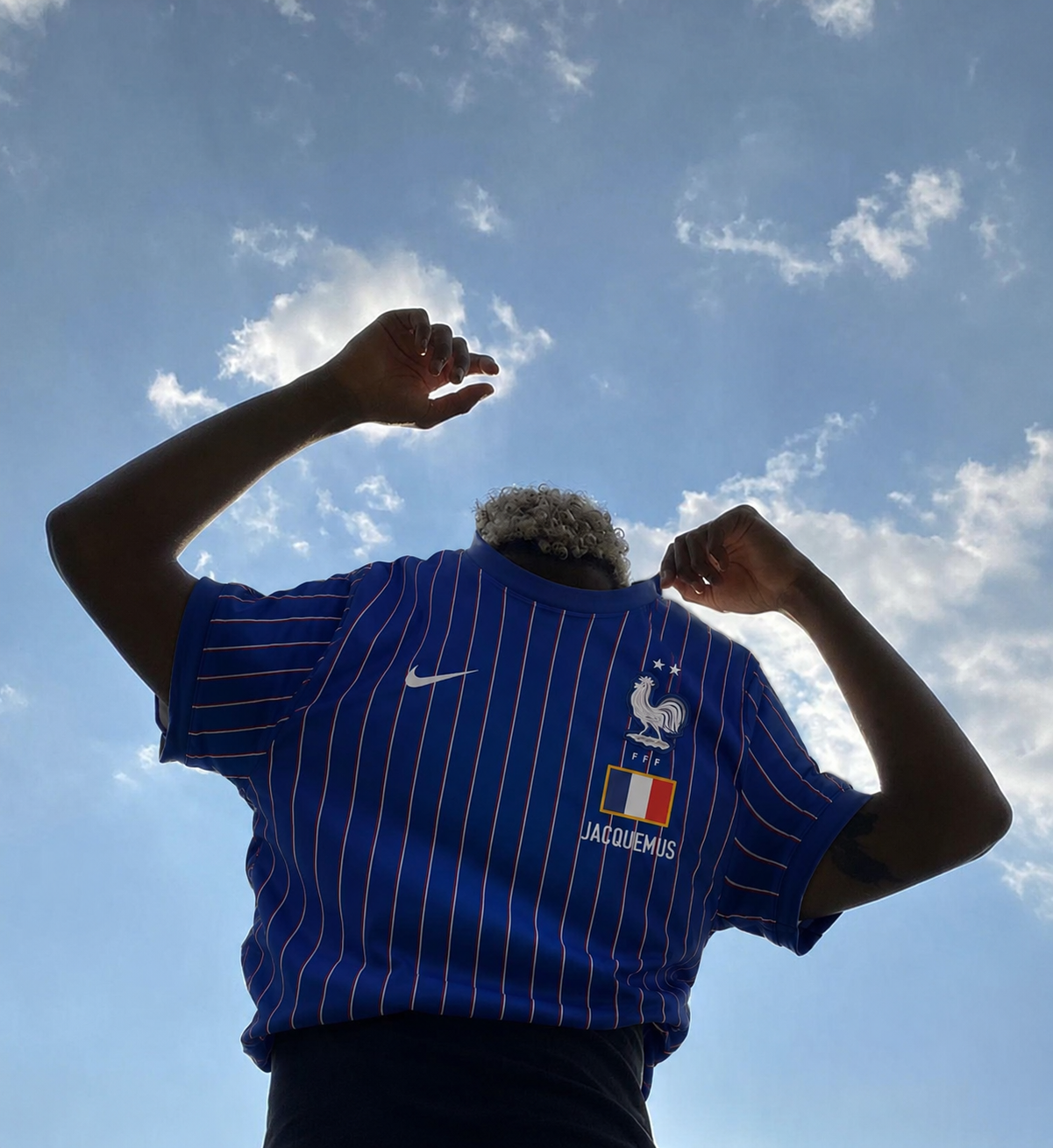 Nike x Jacquemus x France Pre Match Jersey Blue Stripe