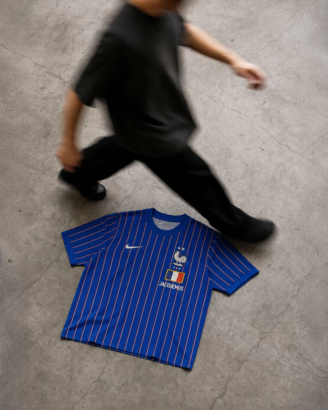 Nike x Jacquemus x France Pre Match Jersey Blue Stripe
