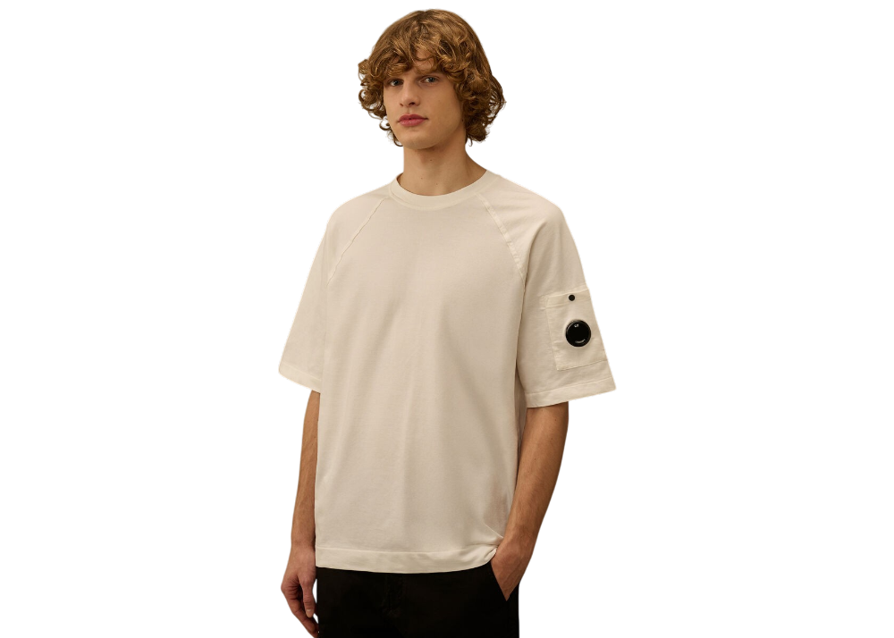 Light Fleece Short Sleeve Sweatshirt - CP COMPANY - GAUZE WHITE
