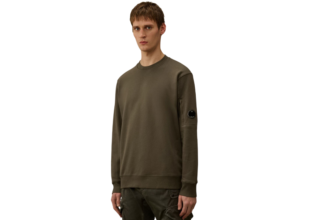 Diagonal Raised Fleece Crewneck Lens Sweatshirt - CP COMPANY - GUNMETAL - GREY