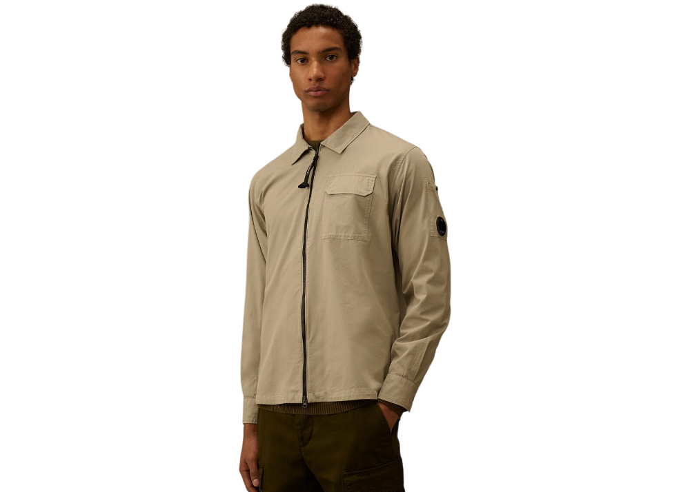 Organic Gabardine Zipped Lens Overshirt - CP COMPANY - DOVE - GREY