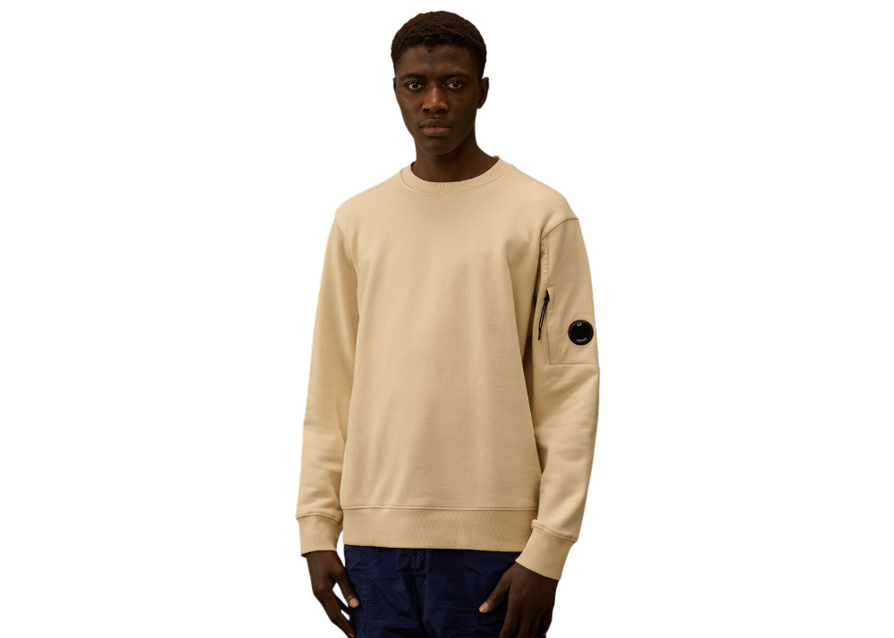 Diagonal Raised Fleece Crewneck Lens Sweatshirt - CP COMPANY - FROZEN DEW - WHITE