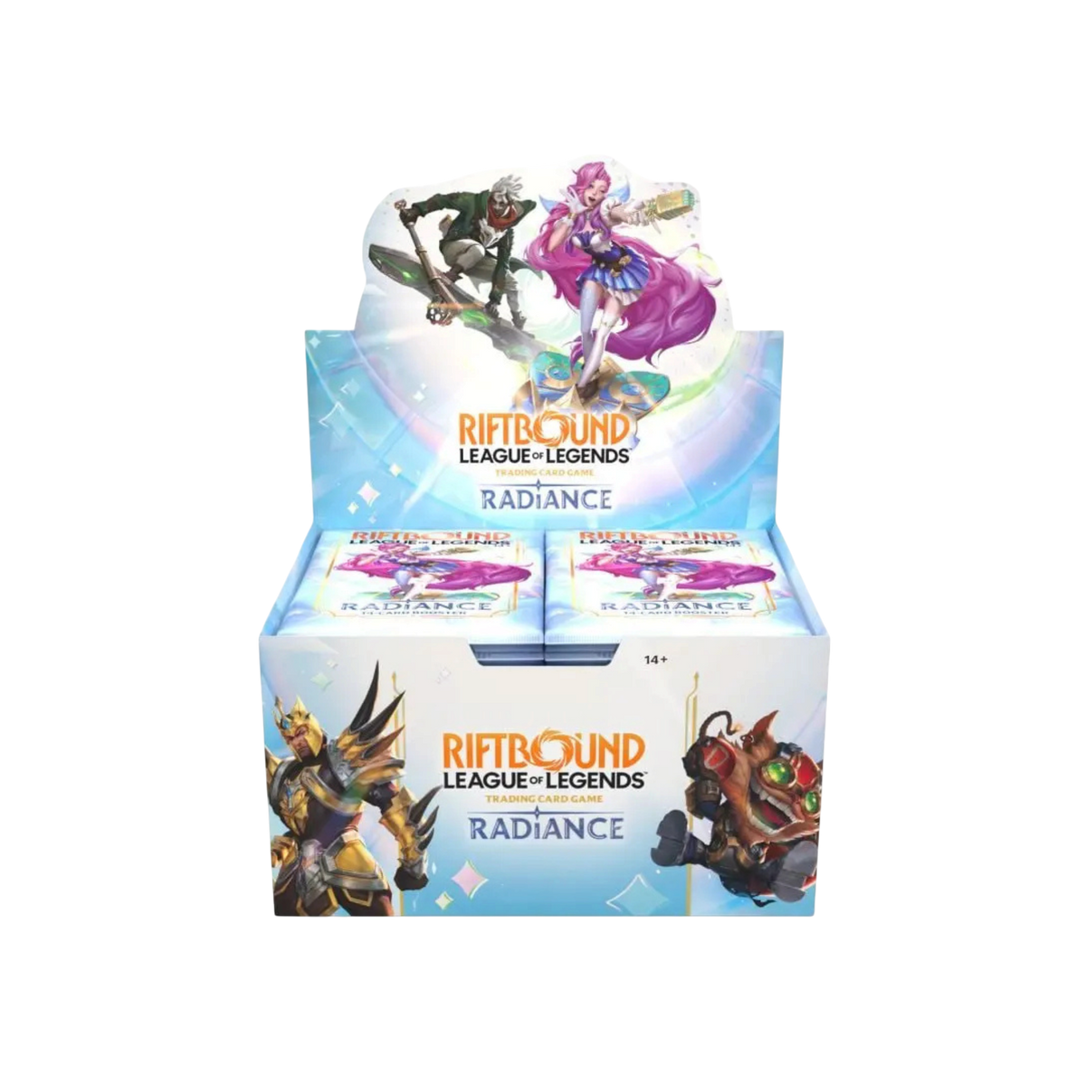 Display de 24 boosters Riftbound Radiance League of Legends en anglais par We Have It avec Seraphine et Ekko
