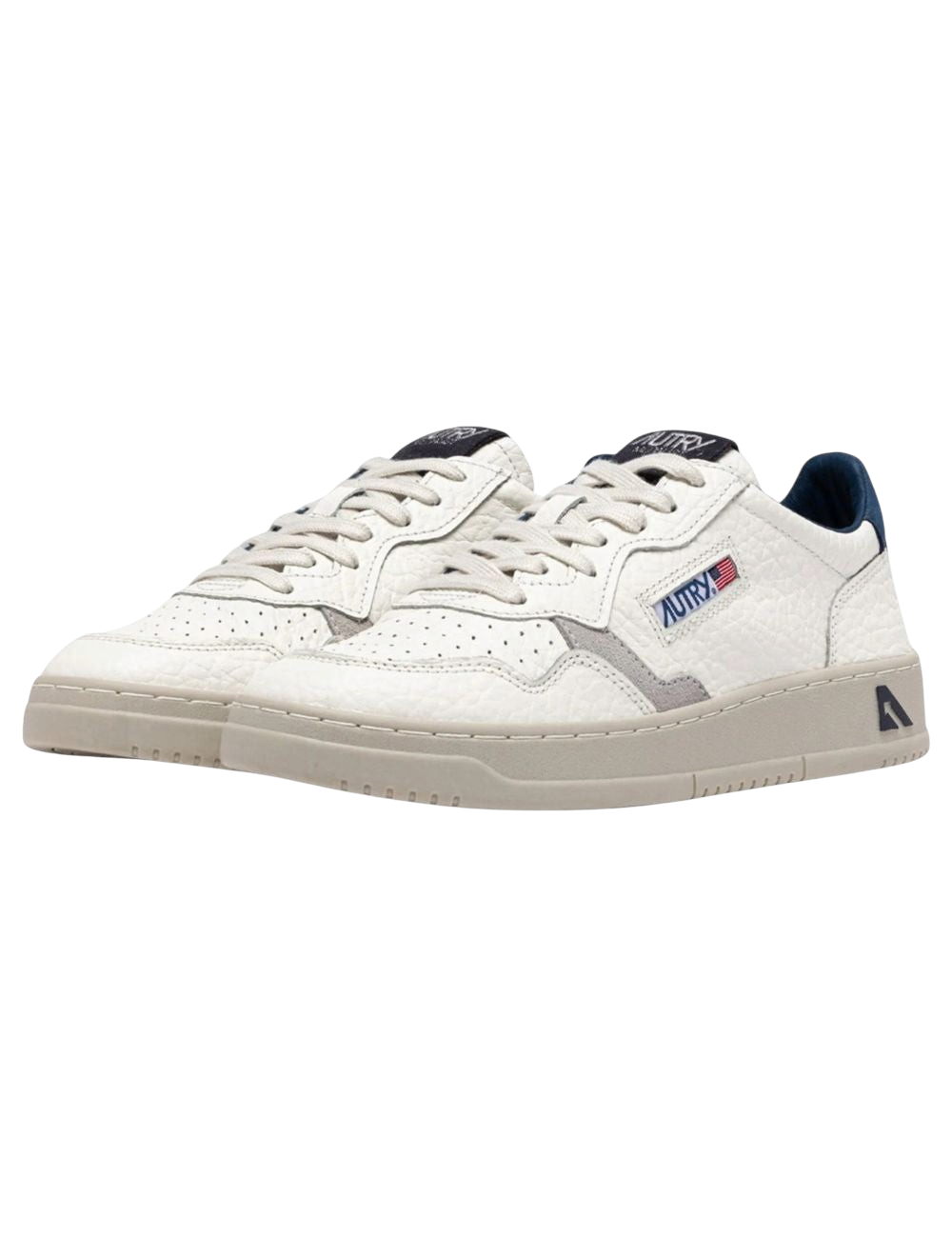Baskets Autry Medalist NE-12 Cuir Blanc Bleu Mixte Unisexe