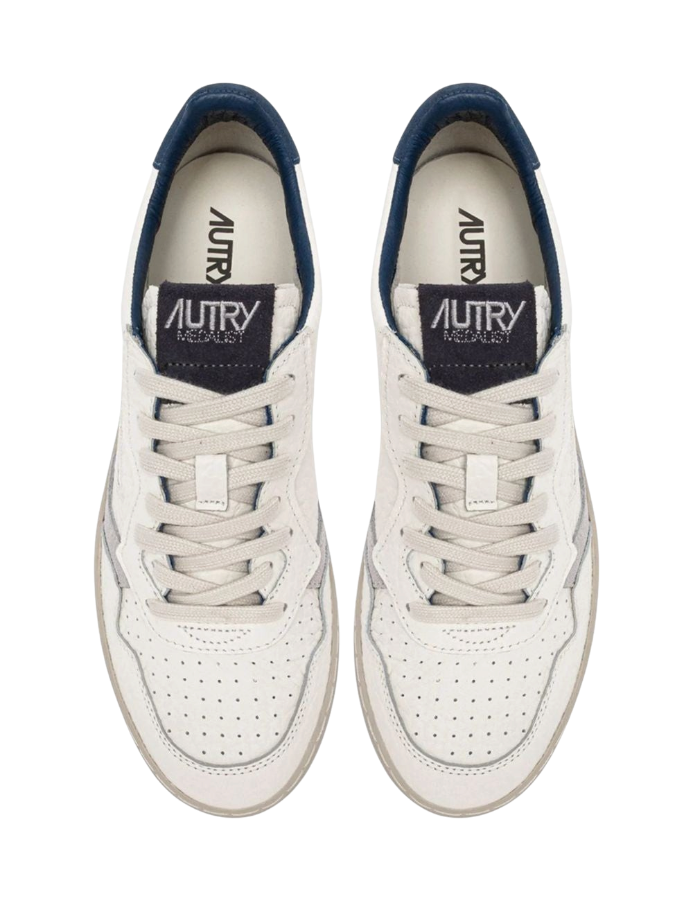 Baskets Autry Medalist NE-12 Cuir Blanc Bleu Mixte Unisexe