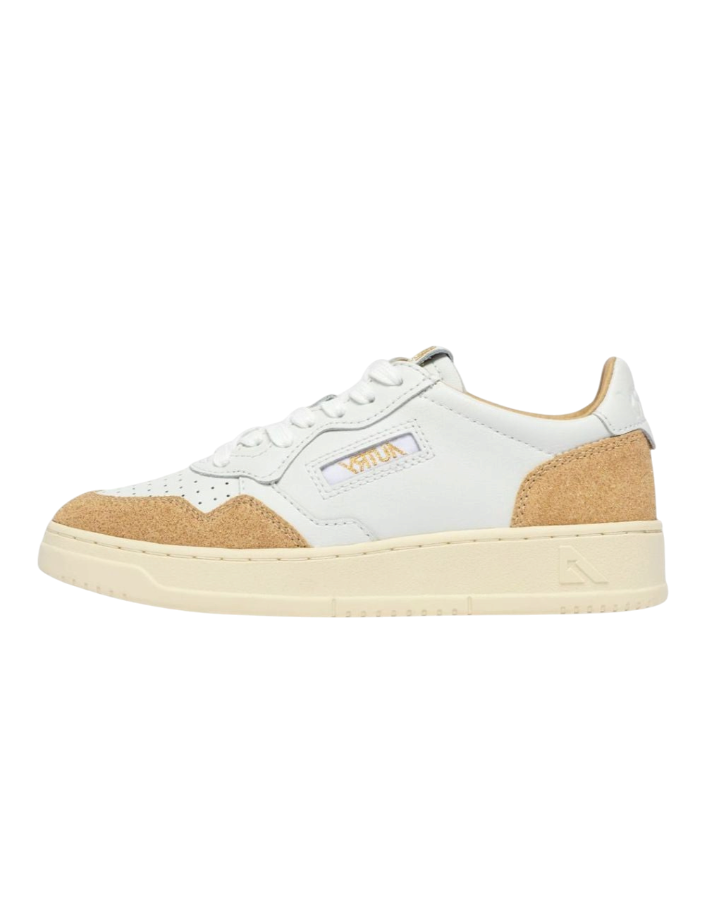 Baskets Autry Medalist PK-02 Cuir Blanc Daim Beige Mixte Femme