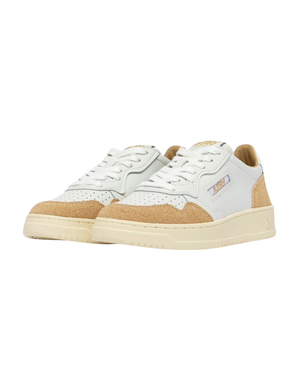 Baskets Autry Medalist PK-02 Cuir Blanc Daim Beige Mixte Femme