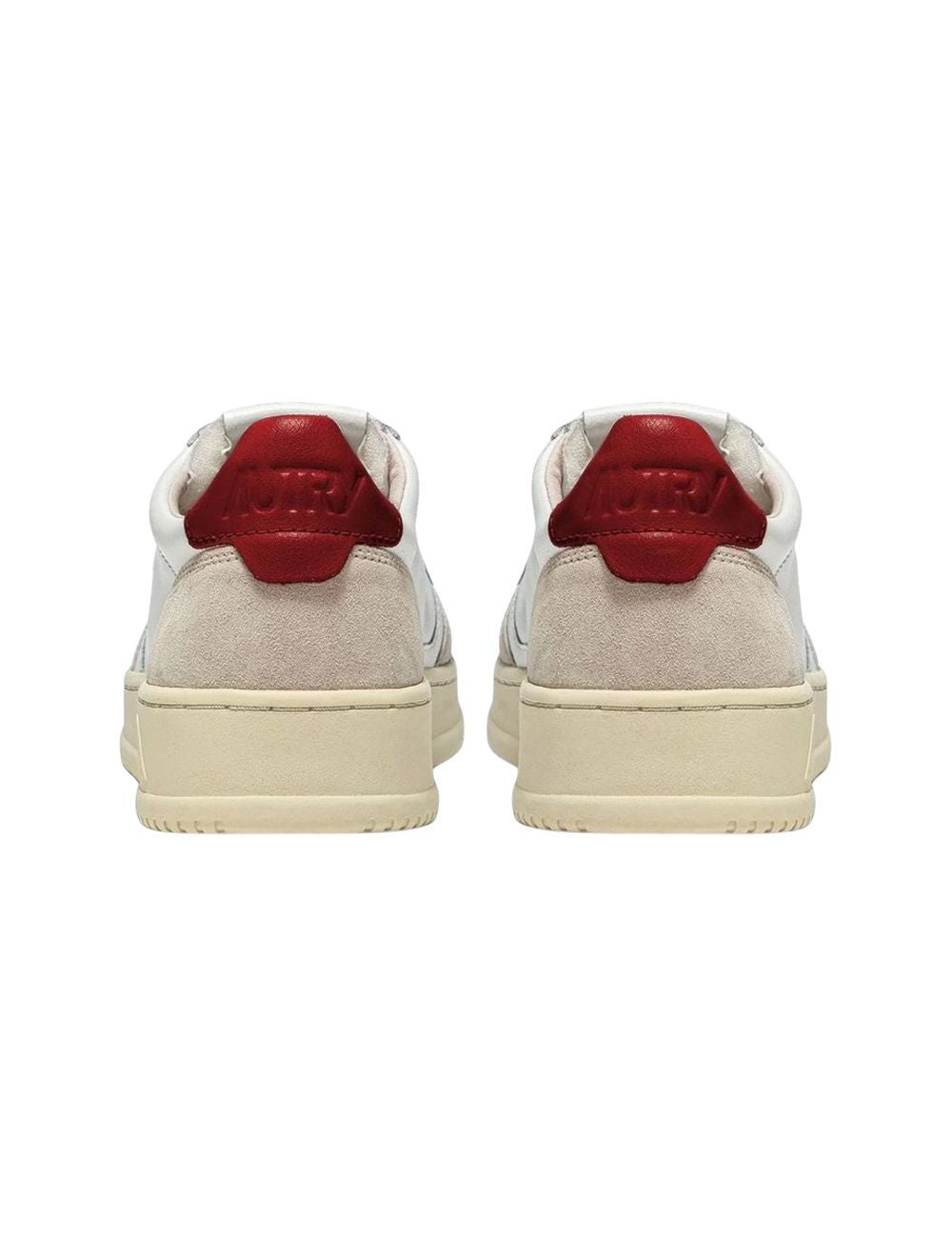 Baskets Autry Medalist LS41 Cuir Daim Blanc rouge Mixte Unisexe