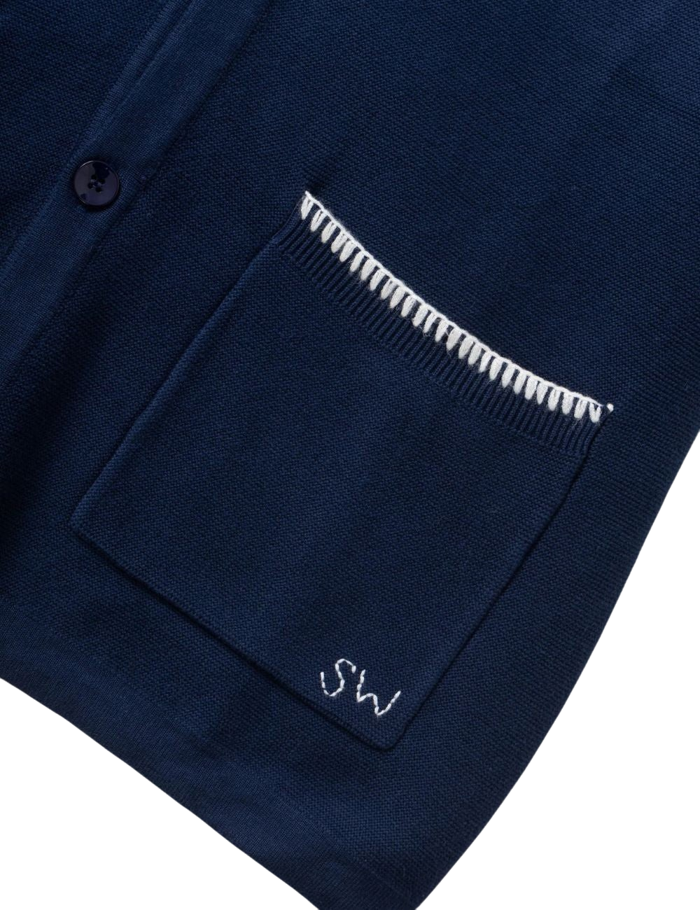 Polo Service Works Blanket Stitch Knit Navy Maille Coupe Regular Unisexe
