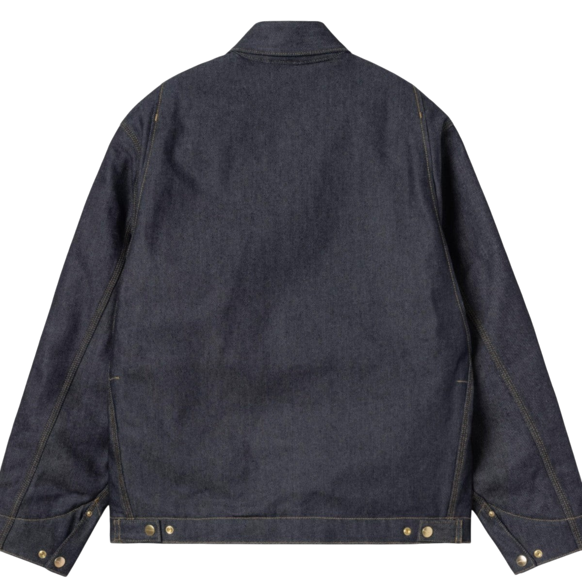 Vue arrière de la veste We Have It Carhartt WIP OG Detroit en denim de coton bleu rigide avec coutures contrastées
