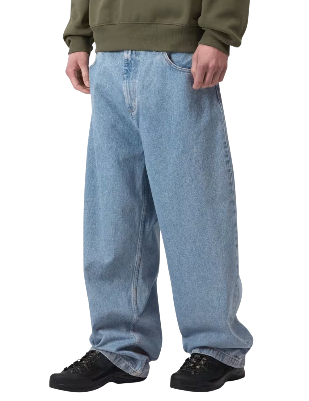 Pantalon Carhartt WIP Brandon Pant Bleu (Blue Denim, délavé) en denim de coton robuste pour homme