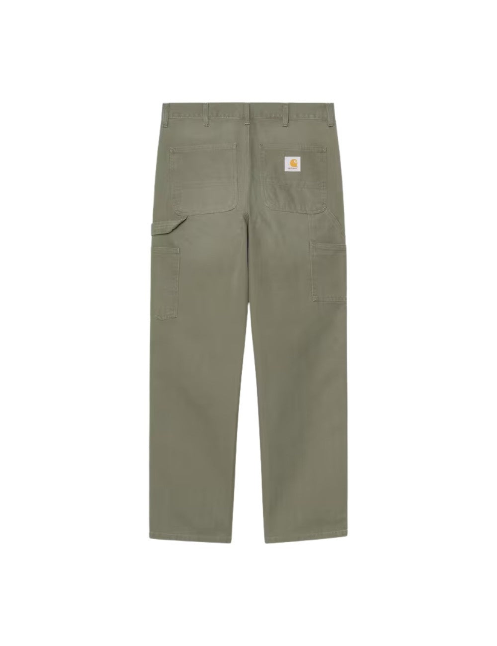 Pantalon Carhartt WIP Single Knee Pant Vert (Kaki, teint en pièce) en toile de coton robuste pour homme
