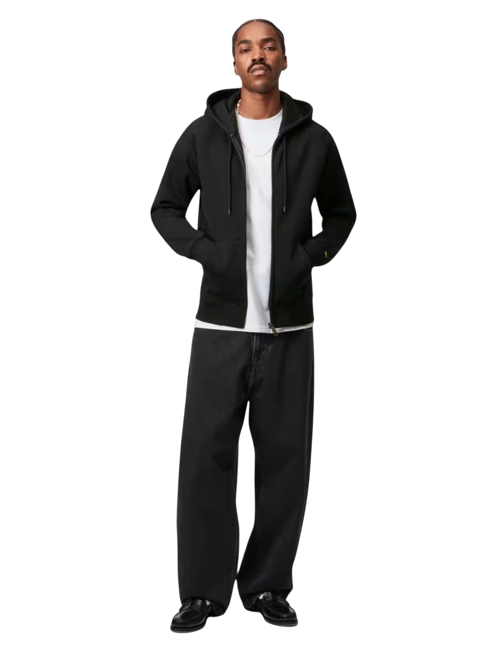 Veste zippée à capuche Carhartt WIP Hooded Chase Jacket Noir (Black) 100% coton pour homme