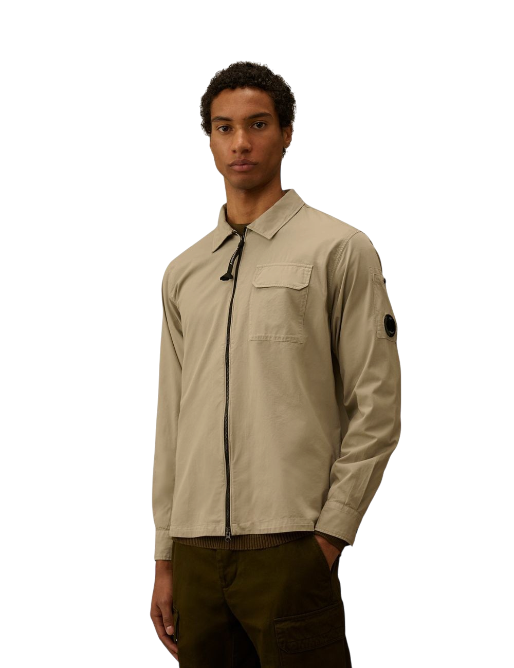 Chemise C.P. Company Organic Gabardine Zipped Lens Overshirt Coupe Regular Homme