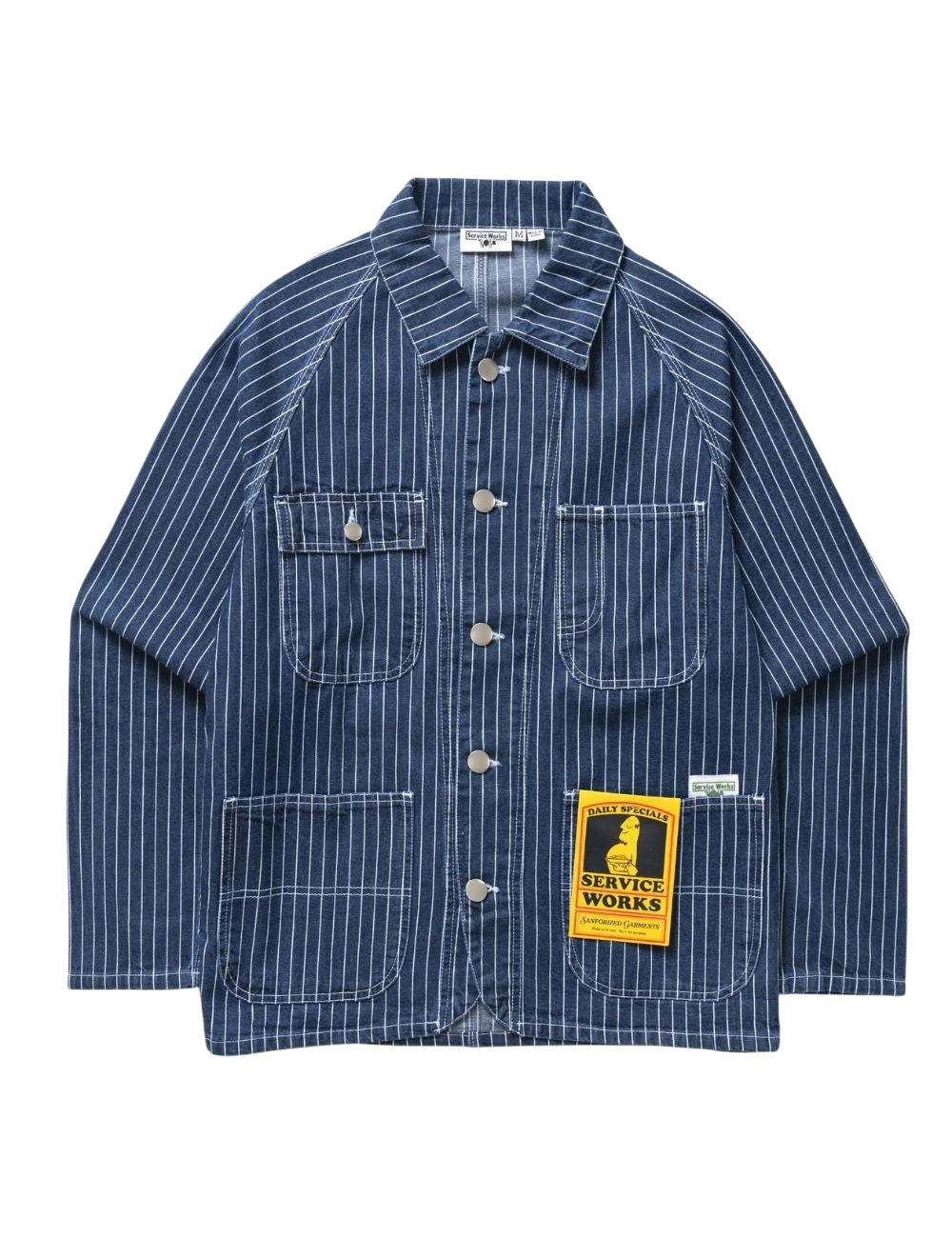 Veste Service Works Pinstripe Denim Coverall 2.0 Indigo Denim Coupe Relaxed Unisexe