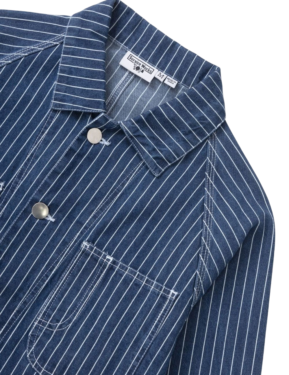Veste Service Works Pinstripe Denim Coverall 2.0 Indigo Denim Coupe Relaxed Unisexe