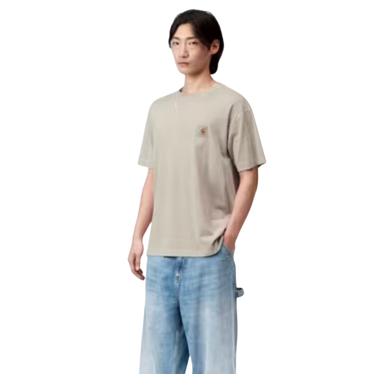 T-shirt Carhartt WIP S/S Vista Bleu Clair Garment Dyed Coupe Loose Homme