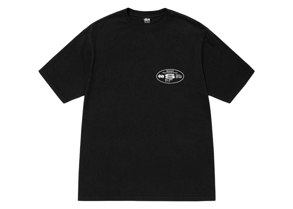 Stussy Oval Corp Pig Dyed Tee 'Black'