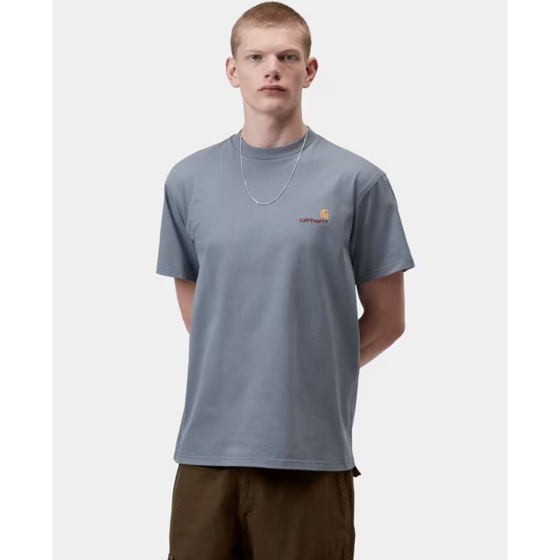 T-shirt Carhartt WIP S/S American Script T-Shirt Bleu (Shady Blue) 100% coton pour homme