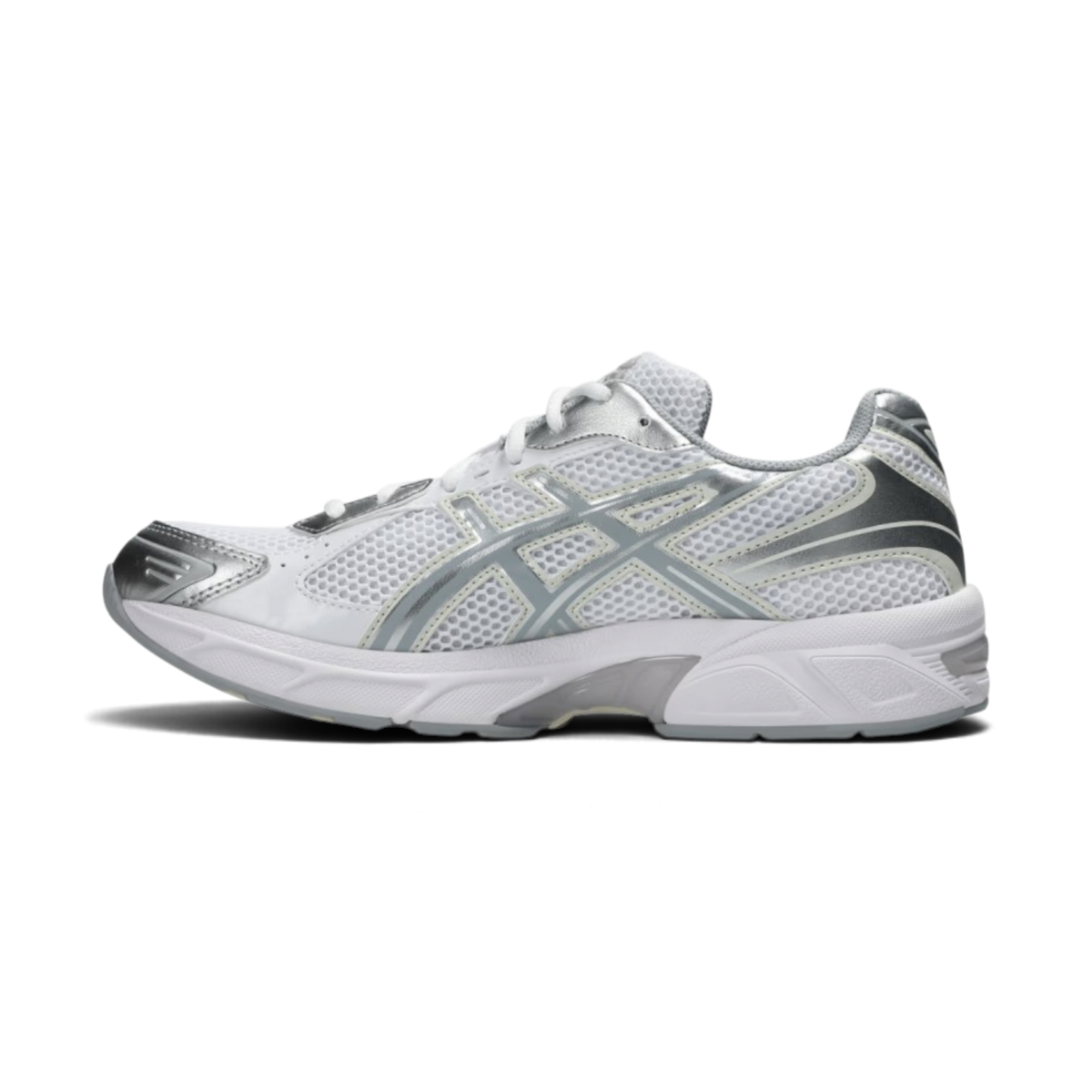 Baskets ASICS Gel-1130 We Have It blanches et grises avec empeigne en mesh et détails métalliques