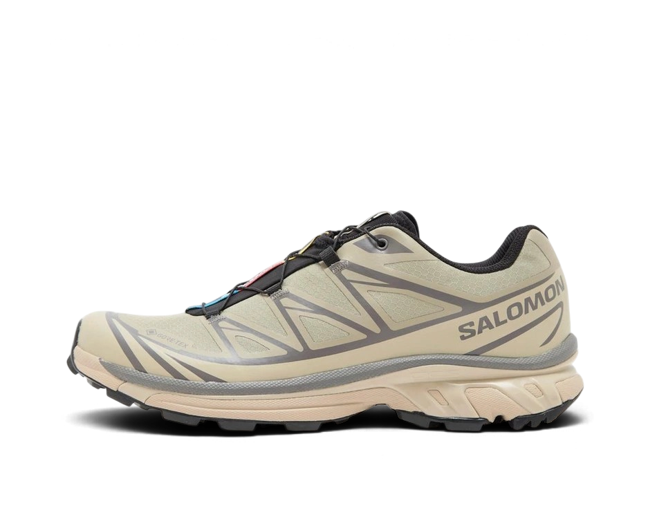 Sneaker Salomon XT-6 GTX We Have It en coloris beige et gris, chaussure technique imperméable style trail running