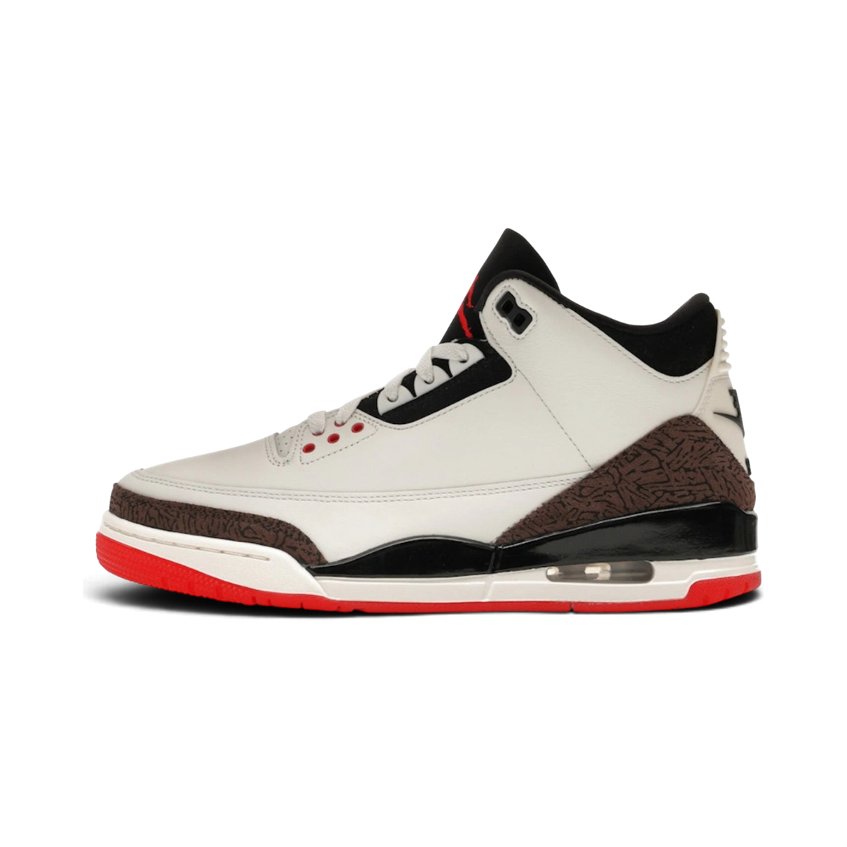 Basket We Have It Air Jordan 3 Retro World's Best Dad en cuir blanc, noir, rouge et marron avec motif éléphant