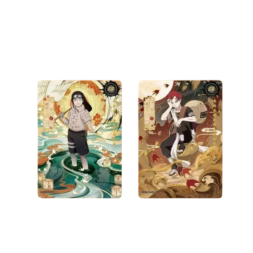 Cartes Naruto Kayou T2W8 We Have It illustrant Neji Hyuga et Gaara avec des finitions artistiques détaillées
