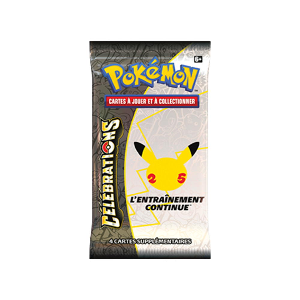 Booster Pokémon Célébrations 25 ans We Have It en français contenant 4 cartes à collectionner