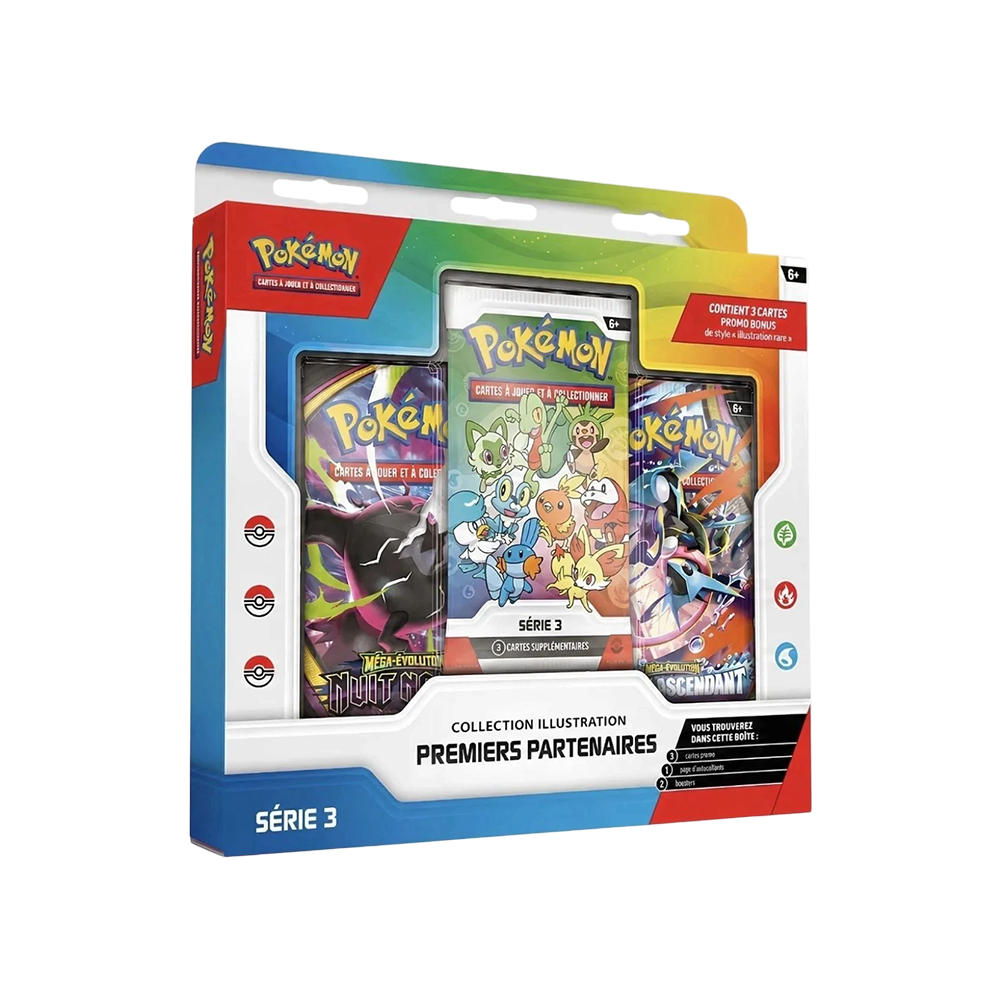 Coffret We Have It Pokémon Premiers Partenaires Série 3 avec trois boosters de cartes à collectionner en français