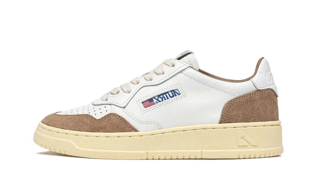 Autry Medalist Low in White Leather and Antelope Suede