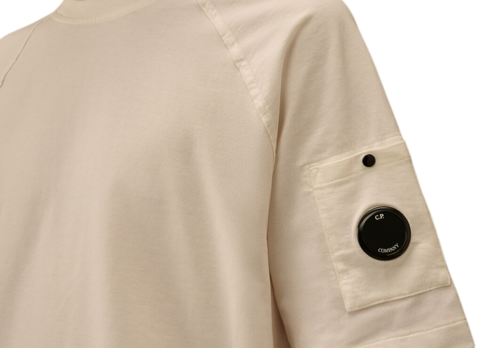 Light Fleece Short Sleeve Sweatshirt - CP COMPANY - GAUZE WHITE