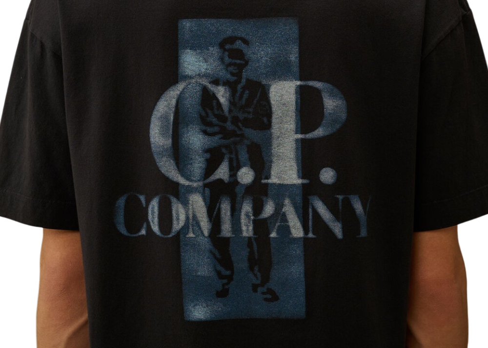 30/1 Jersey Comfort Logo T-Shirt - CP COMPANY - TOTAL ECLIPSE - BLUE