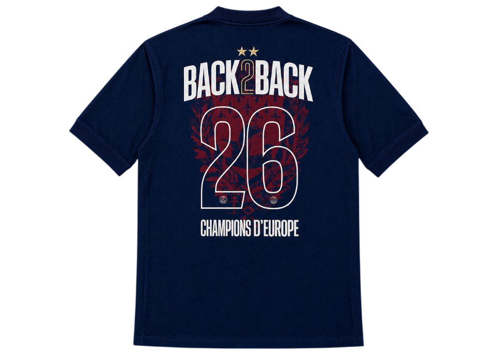 Nike PSG 2025/26 Home Stadium Jersey (Champions of Europe 2026 Print) Navy