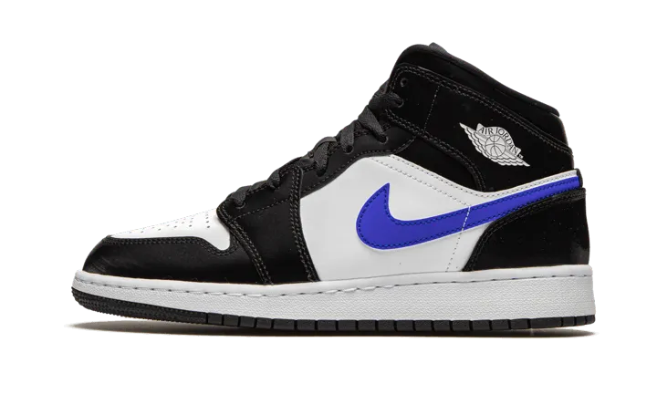 Air Jordan 1 Mid Black Racer Blue White - 554725-084
