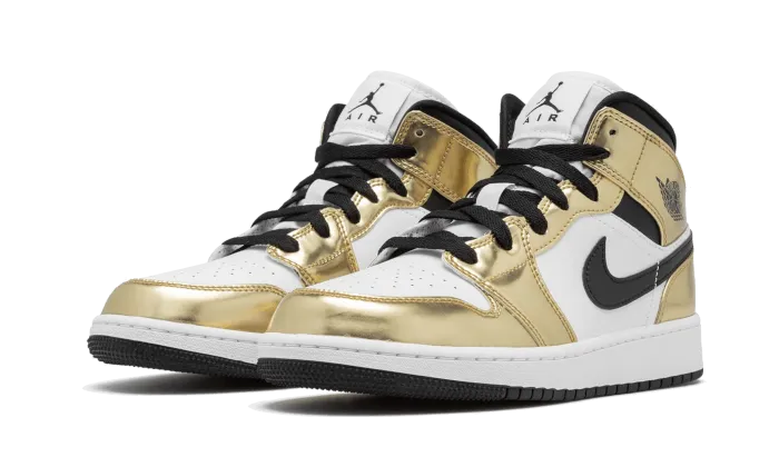 Air Jordan 1 Mid White Metallic Gold