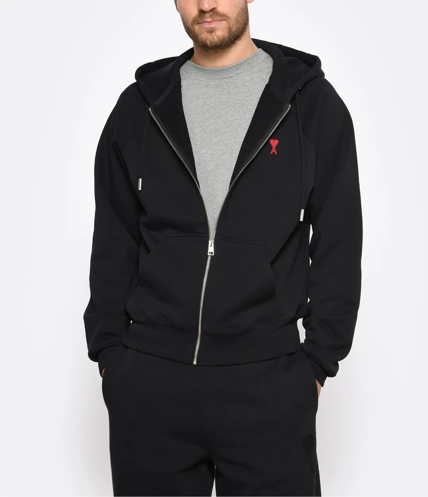 Sweat à capuche zippé Ami De Coeur – Ami Paris – Noir