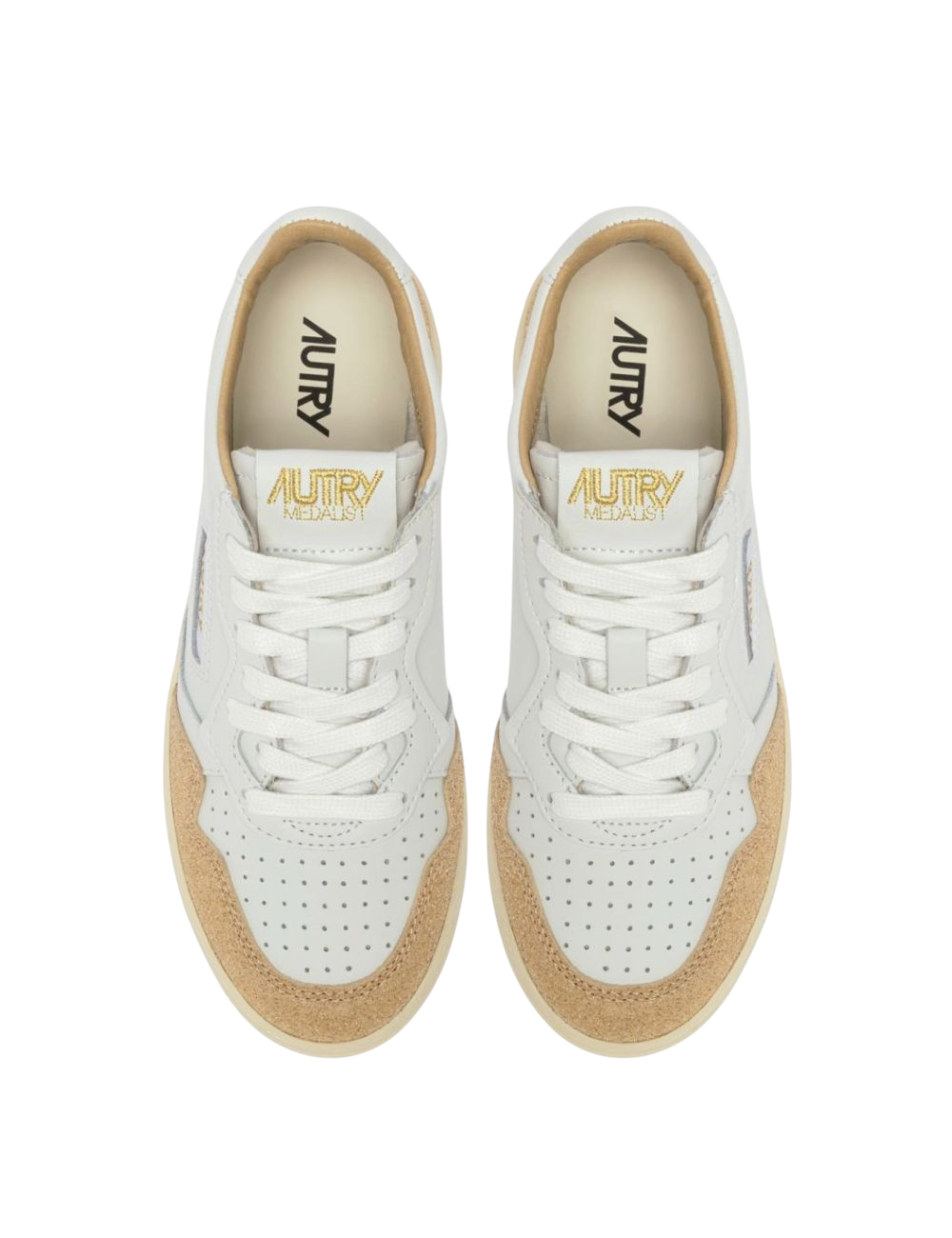Baskets Autry Medalist PK-02 Cuir Blanc Daim Beige Mixte Femme