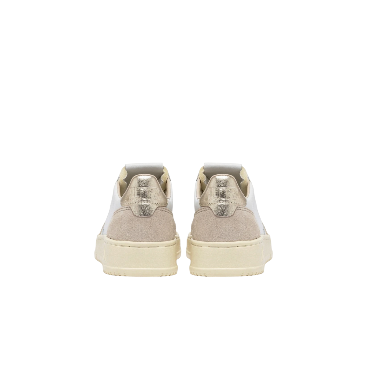 BASKETS AUTRY MEDALIST LOW EN CUIR ET DAIM BLANC ET OR