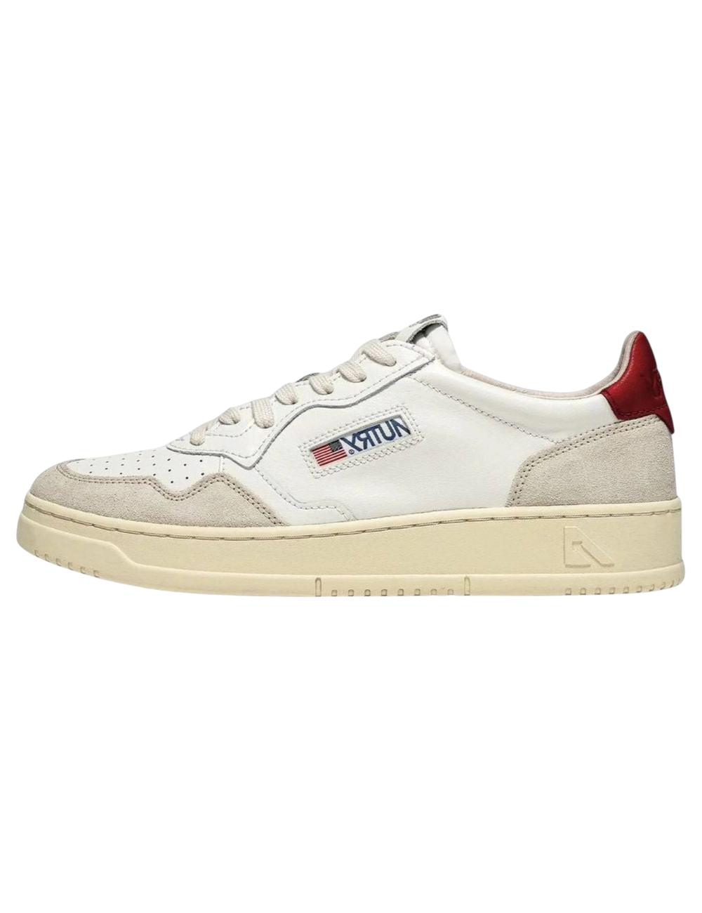 Baskets Autry Medalist LS41 Cuir Daim Blanc rouge Mixte Unisexe