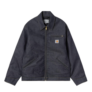 Veste We Have It Carhartt WIP OG Detroit en denim de coton bleu rigide avec fermeture zippée et poche poitrine