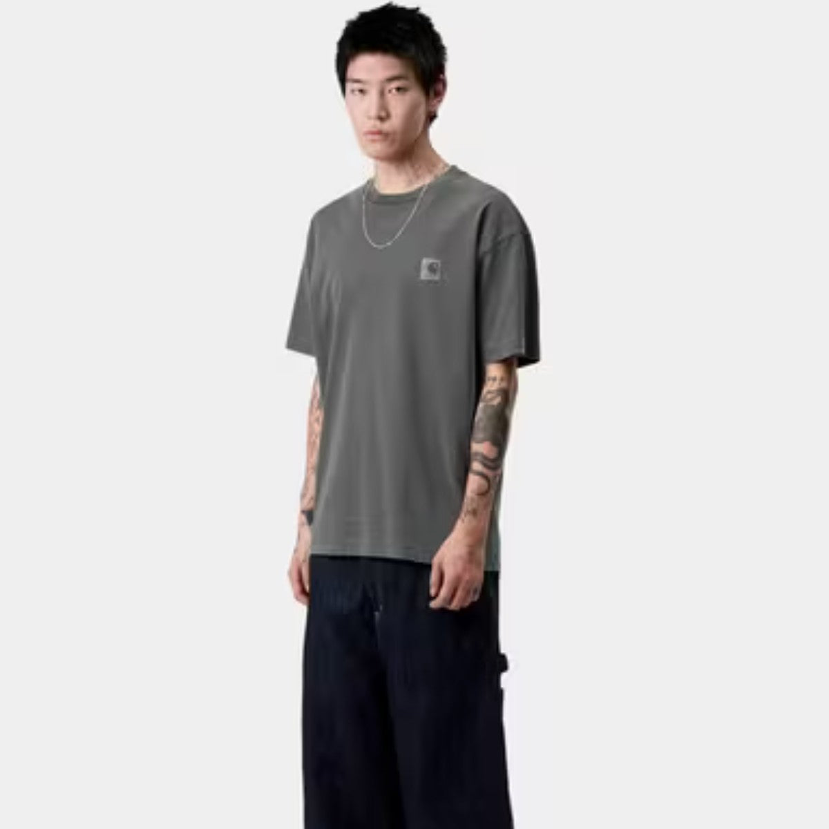 T-shirt Carhartt WIP S/S Vista Noir Garment Dyed Coupe Loose Fit Homme