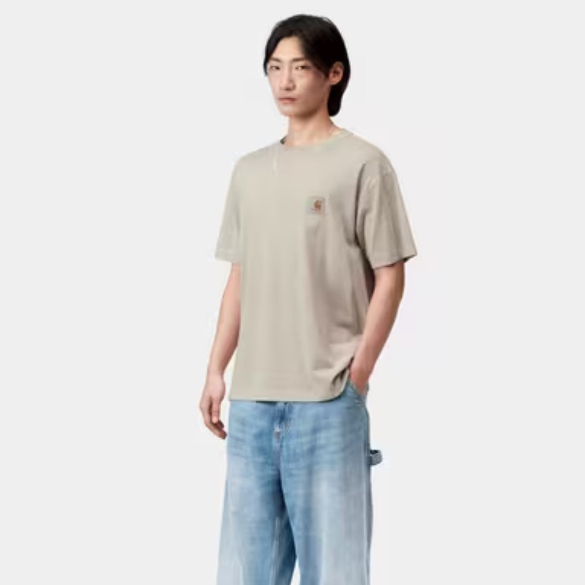 T-shirt Carhartt WIP S/S Vista Bleu Clair Garment Dyed Coupe Loose Homme