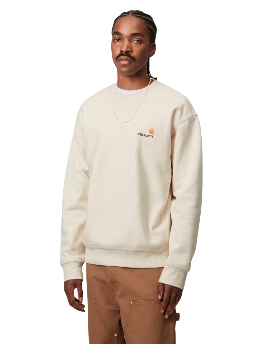 Sweatshirt Carhartt WIP American Script Sweatshirt Beige (Ash Heather) pour homme