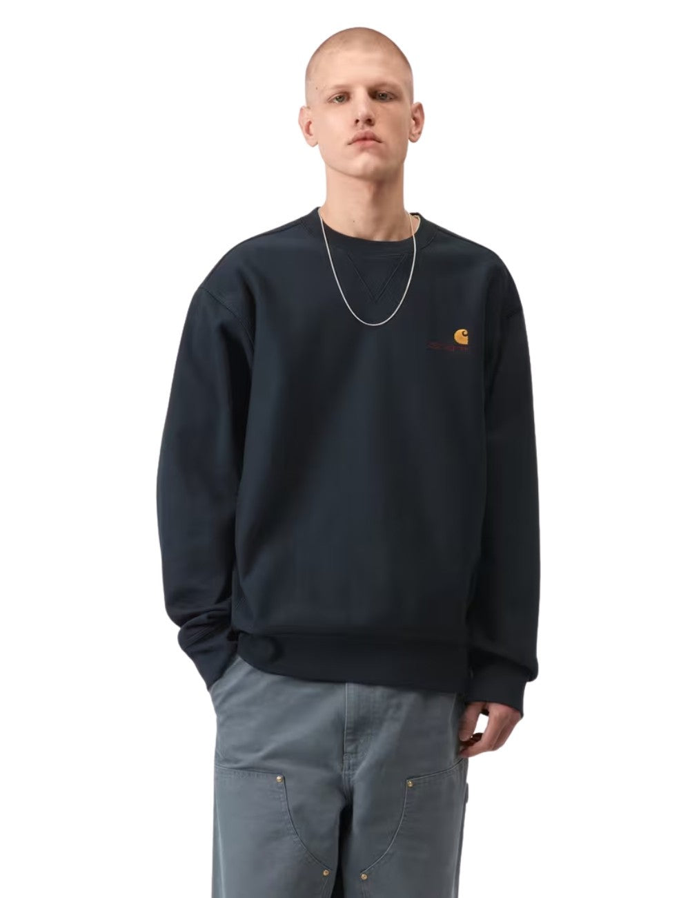 Sweatshirt Carhartt WIP American Script Sweatshirt Bleu Marine (Navy) pour homme