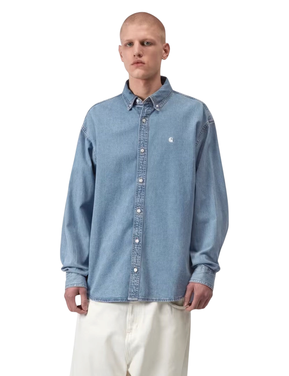 Chemise en jean Carhartt WIP L/S Lucas Shirt Bleu (Blue Stone Washed) 100% coton pour homme