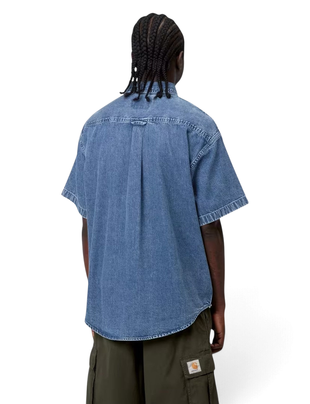 Chemise Carhartt WIP S/S Lucas Shirt Bleu (Blue/White Stripe) 100% coton pour homme
