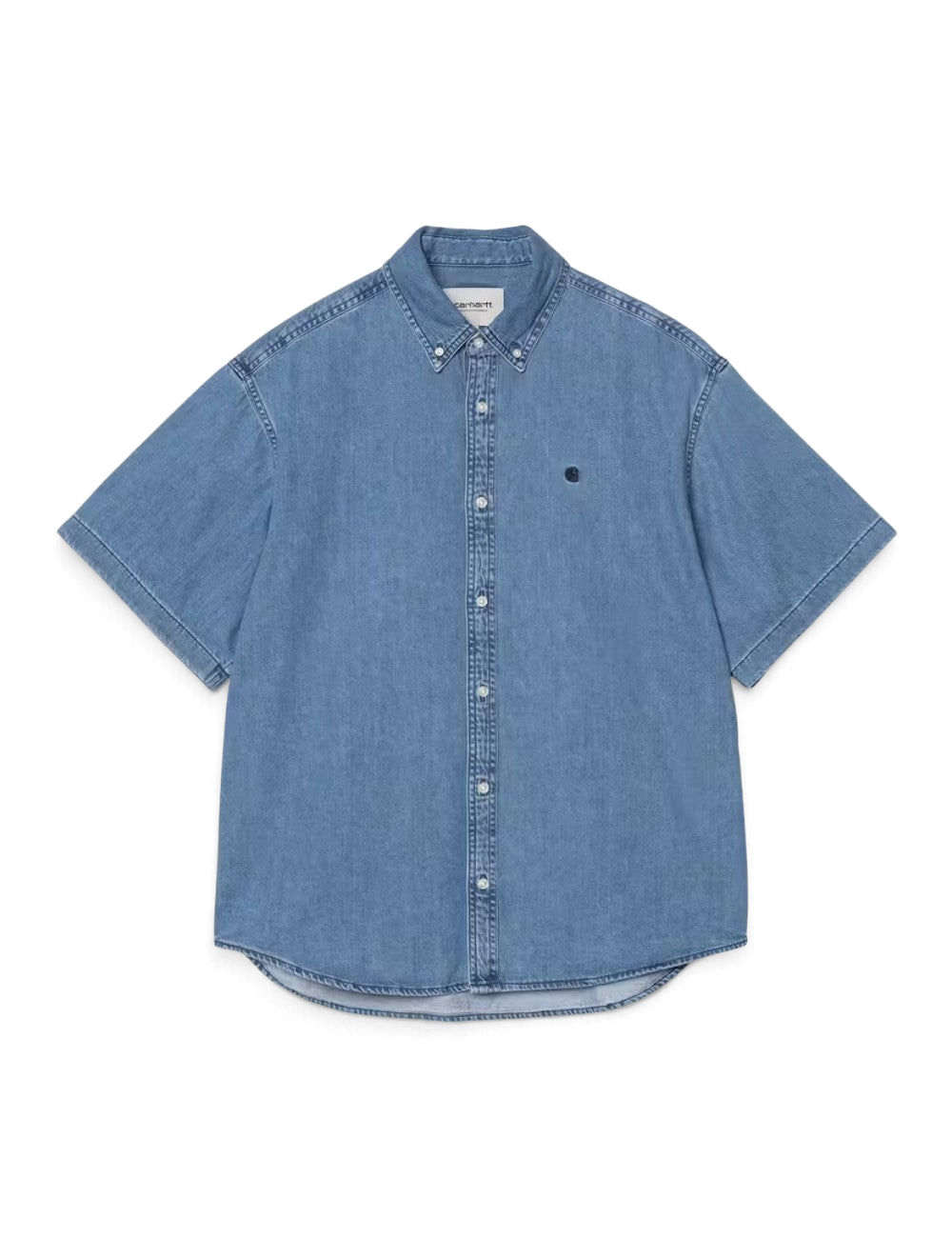 Chemise Carhartt WIP S/S Lucas Shirt Bleu (Blue/White Stripe) 100% coton pour homme