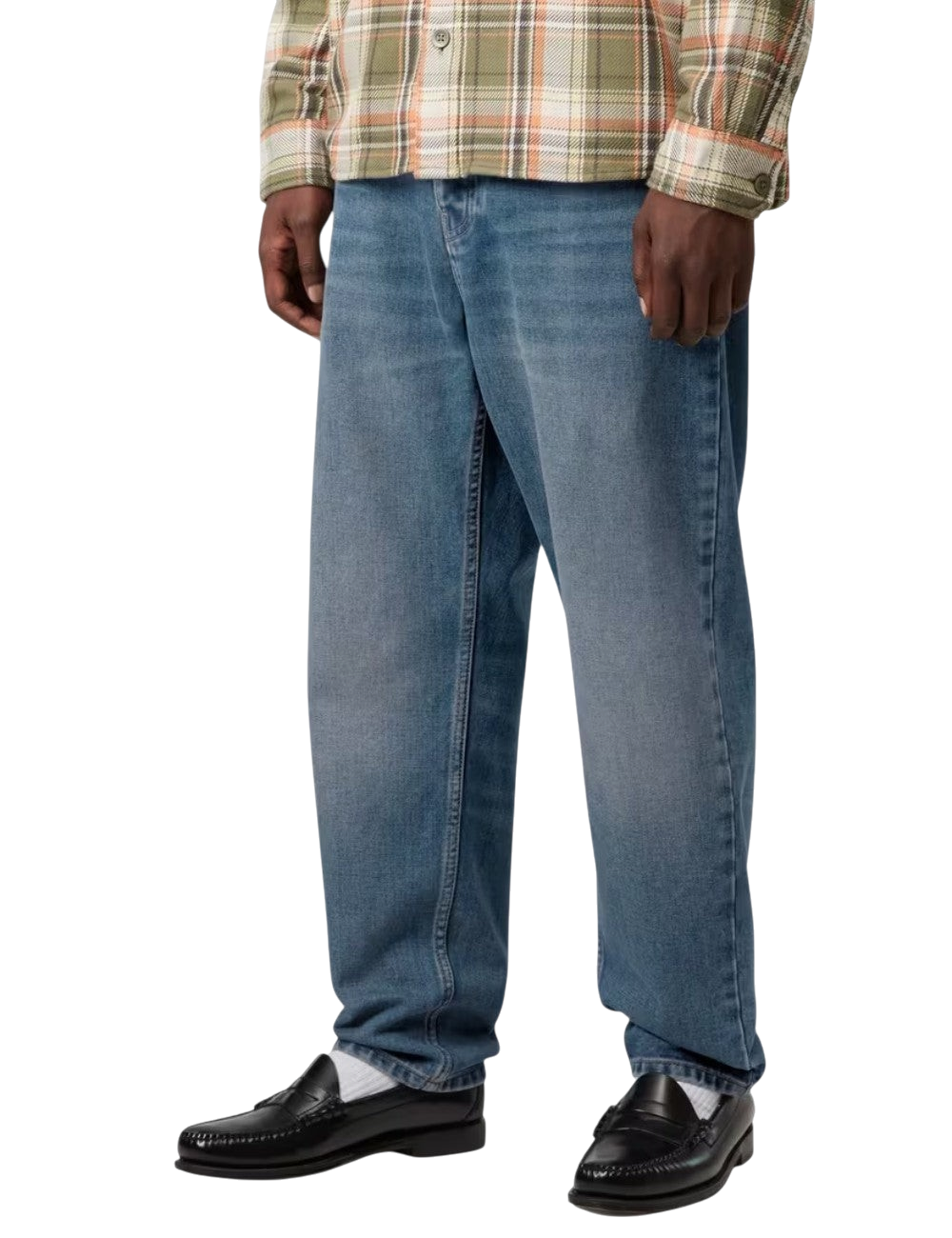 Pantalon Carhartt WIP Newel Pant Bleu (Blue Denim, délavé) en denim de coton robuste pour homme