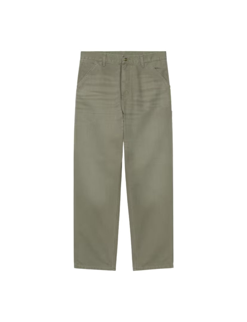 Pantalon Carhartt WIP Single Knee Pant Vert (Kaki, teint en pièce) en toile de coton robuste pour homme